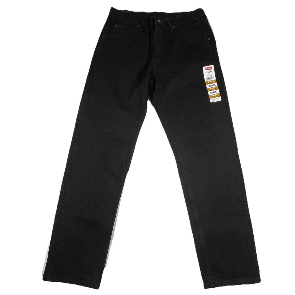 Wrangler Five Star Flex Jeans Mens 32x32 Black Relaxed Fit Stretch Denim NWT
